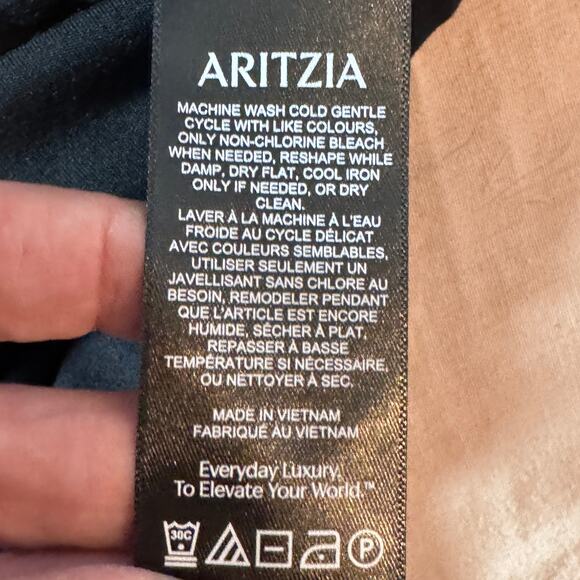 Wilfred Aritzia Women's sz Large Strapless Black Cocktail Dress Mini Body Con - Picture 5 of 8